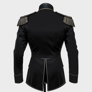 เสื้อแจ็คเก็ตทหารขนสัตว์สีดำ แต่งลายถักสีเงิน สไตล์โกธิคเรเจนซี - Product Image 3