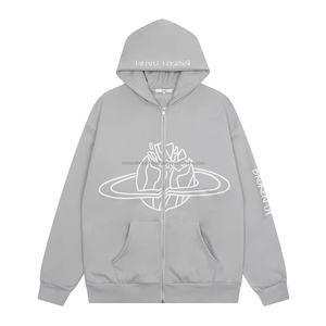 Sweat à capuche streetwear noir uni brodé pour homme, en coton épais, coupe oversize, modèle Spider, essentiels pour fabricants - Product Image 4