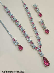 Ensemble de bijoux de mariée en diamant américain classique Collier et boucles d'oreilles en deux pièces pour mariage Style classique à la mode - Product Image 3