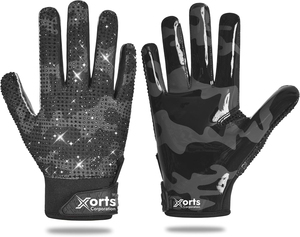 Wholesale High Quality American Football Rhinestones Gloves <b>Sticky</b> Grip Adjustable Wrist Strap Unisex Camo Color Custom Design - Product Image 2