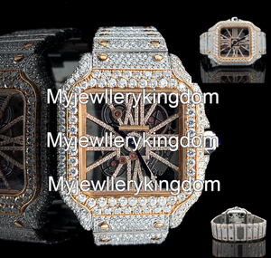 Hip-hop Style Stainless Steel & Moissanite Round <b>Case</b> <b>Watch</b> with Glass Dial 10 Bar Water Resistance No Clasp - Product Image 2