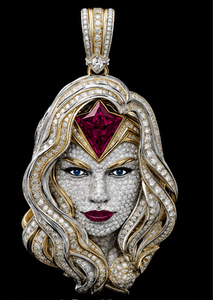 Pendentif Moissanite Personnalisé Portrait de Visage, Collier Breloque en Argent 925 Plaqué Or, Bijou de Déclaration à Coupe Ronde Brillante pour Fête - Product Image 1