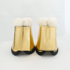 Botas de protección para tendones de caballo al por mayor con forro de polialgodón y material de cuero PU, personalizables, para equitación - Product Image 5