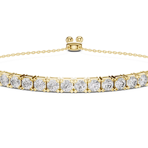 Bracelet tennis en or jaune 10K réglable avec diamants, bracelet minimaliste en ligne de diamants, chaîne tennis intemporelle avec diamants, bracelet pour tous les jours - Product Image 1