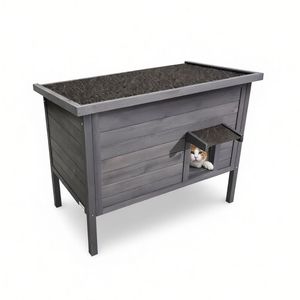 Casetta Classica Isolata in Legno Massello per Gatti di Taglia Grande, con Design Rettangolare Classico per Uso Esterno in Autunno e Inverno - Product Image 2