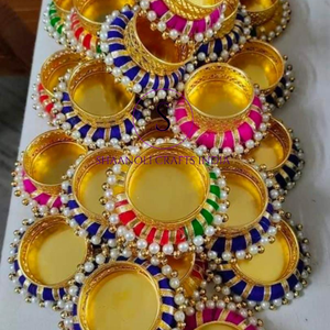 Portavelas de Diseño con Trabajo Gotta Patti, Portavelas Redondo para el Hogar, Bodas, Fiestas, Decoración Mehendi - Product Image 4