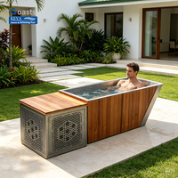 Bain de glace commercial avec refroidisseur, en cèdre rouge et acier inoxydable 304, contrôle Wi-Fi, système de bain froid 1HP