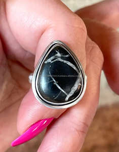 925แหวนชุบเงินแท้เครื่องประดับหรูปรับได้สีดำ - Product Image 1