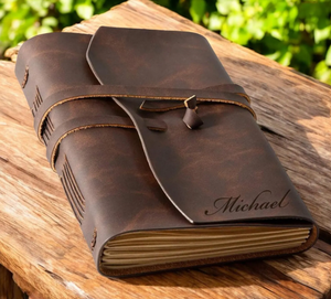 Personalised LEATHER JOURNAL for Men Women Travel <b>Diary</b> Notebook Graduation Birthday Gift for Him Her Wedding <b>Custom</b> gift - Product Image 3