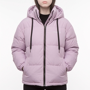 Veste matelassée à capuche pour femme Hawkeye, couleur unie, manteau chaud d'hiver, fermeture éclair sur toute la longueur des manches - Product Image 1