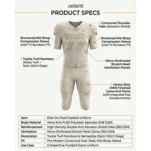 Conjunto de Uniforme de Fútbol Americano Personalizado de Spandex Elite para Hombre, Ropa Deportiva con Costuras de Tackle Twill, OEM Sialkot, para Camiseta y Pantalones de Fútbol - Product Image 5