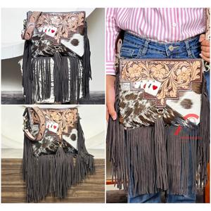 Nuevo Bolso Bandolera de Cuero Vacuno Genuino Hecho a Mano de Primera Calidad 2026 con Flecos y Diseño Floral, OEM ODM, Perfecto para Mujer - Product Image 1