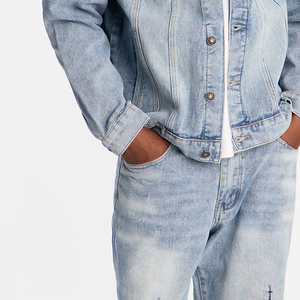 Conjunto de Pantalones Vaqueros Personalizados para Mujer, Conjunto de Dos Piezas de Mezclilla Cruda Unisex, Ropa de Mujer, Conjunto de Jeans Bordados de 2 Piezas Unisex para Hombre - Product Image 5