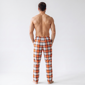 Pantalon de détente à carreaux pour hommes en gros, pantalon de nuit à carreaux pour hommes, pyjama 100 % coton, pantalon de détente pour hommes avec cordon de serrage à la taille - Product Image 3