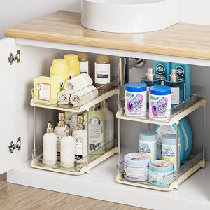 Organizzatore a 2 Livelli Multiuso per Bagno e Cucina, Armadietto Estraibile per Medicinali, Organizzatori Impilabili per Dispensa per un'Organizzazione Ottimale - Product Image 5