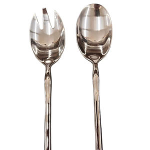 Juego de Servidores de Ensalada de Acero Inoxidable Plateado Hecho a Mano, Precio al por Mayor, Accesorios de Cocina, Juego de Cubiertos de Tenedor y Cuchara - Product Image 1