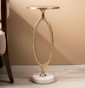 Table console moderne en laiton avec base en marbre blanc, meubles contemporains pour salon - Product Image 6