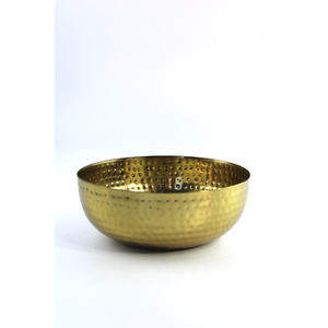 Bol à salade de cuisine haut de gamme en acier inoxydable poli durable de 5 L, couleur or, design martelé, bol à fruits - Product Image 1