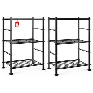 Paquete de 2 estanterías organizadoras de metal de 3 niveles, estantería de almacenamiento delgada con patas ajustables para cocina, lavandería y garaje - Product Image 1