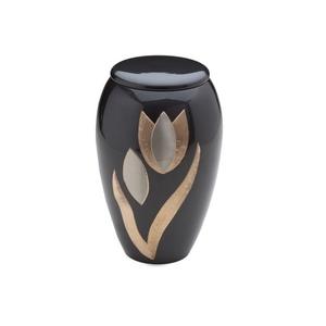 Urnes funéraires en laiton de haute qualité en forme de larme, avec finition métallique dorée et noire, pour cendres humaines. - Product Image 2