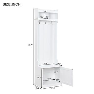 Appendiabiti da ingresso elegante e di tendenza, piantana minimalista e sottile con 8 ganci, panca contenitore multifunzionale, appendiabiti di design - Product Image 6