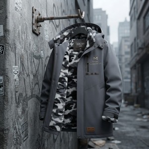 Custom Unisex Winter Puffer Jacket Canvas Water-Resistant Windproof Fleece Lined Warm Hooded <b>Coat</b> <b>Faux</b> <b>Fur</b> Lining Casual Zipper - Product Image 4