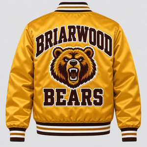 Wholesale Custom Satin Varsity <b>Jacket</b> Men's Embroidered Letterman <b>Baseball</b> <b>Bomber</b> <b>Jacket</b> with Chenille Patch Logo - Product Image 2