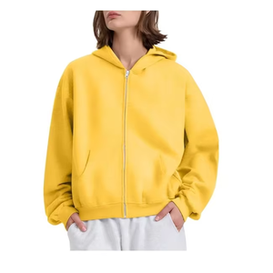 Sudadera con Capucha Extra Grande con Cierre, Unisex, Rosa, de Algodón y Felpa, Estilo Casual para Otoño, Corte Regular, Color Sólido, Estilo Tejido - Product Image 6