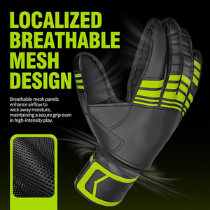 Comfortable Lightweight Leather Goalkeeper Gloves Waterproof Anti Slip <b>Hook</b> Loop Closure Full Finger Training Sports Football - Product Image 4