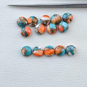 Auténtica ostra natural turquesa 9mm cabujón redondo naranja turquesa gemas tamaño personalizado piedras preciosas sueltas a precio razonable - Product Image 3