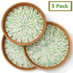 Customize Wholesaler Mother of Pearl Ceramic <b>Tray</b> <b>Table</b> Decor Woven Rattan Serving <b>Tray</b> Made in Vietnam by KingCraftViet - Product Image 6