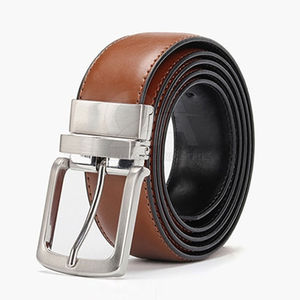 Ceinture en cuir de haute qualité pour hommes, boucle classique rétro, sangle de taille réglable, tenue décontractée pour le bureau et le streetwear - Product Image 1