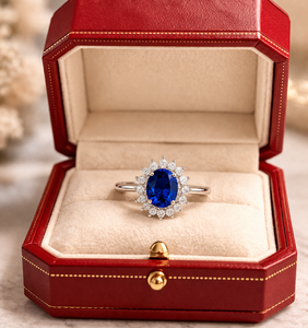 Bague en saphir bleu en argent sterling 925 pour femme - Product Image 1