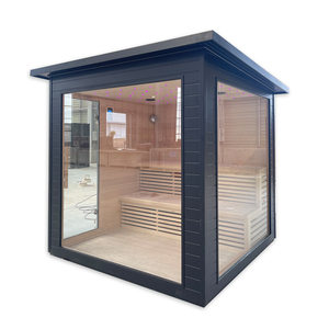 Sauna Tradizionale Personalizzata per 4-6 Persone, Grande, in Ferro e <span class=keywords><strong>Legno</strong></span> Nero con Stufa, per Esterni - Product Image 3