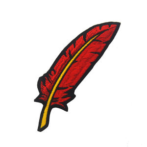 Red Feather Embroidered Patch <b>Sew</b>-On Applique Fabric Badge Custom Shape Classical Style Garment Decoration Safety <b>Pin</b> Customized - Product Image 1