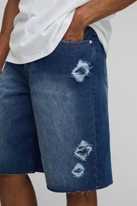 Shorts de mezclilla con marca personalizada, detalle de dobladillo deshilachado, corte estructurado para venta al por menor, venta al por mayor internacional - Product Image 6