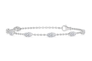 Bracelet chaîne luxueux en or rose 9 carats avec diamants de laboratoire de taille marquise, 2,51 CTW - Product Image 4