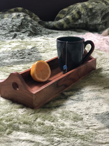 Nouveau Plateau de Service en Bois Écologique, Forme Personnalisée, Finition Huilée, avec Poignée Indienne Fantaisie, Couleur Marron - Product Image 3