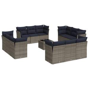 Juego de sofás de patio de ratán sintético gris de 13 piezas con cojines, colección de muebles duraderos para exteriores - Product Image 2