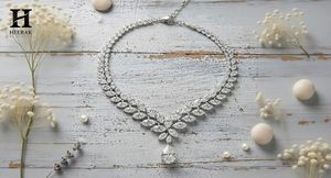 Marquise Leaf Motif Bridal <b>Necklace</b> 14K White Gold Pear Cut Drop Pendant Choker Moissanite Laurel V Crown <b>Statement</b> High Jewelry - Product Image 6