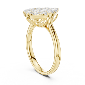 Yellow <b>Gold</b> Pear Shaped Multi Stone Cluster Lab Grown Diamond Statement <b>Cocktail</b> <b>Ring</b> Pavé Setting Women's Fine Jewelry - Product Image 2