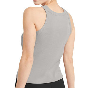 Débardeur de sport pour femme 100 % coton de haute qualité, sans manches, anti-transpiration, avec logo tricoté sur le devant et coupe décontractée - Product Image 3