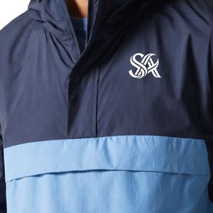 <b>Navy</b> Blue <b>Men's</b> Color Block Overhead <b>Jacket</b> Hooded Pullover Windbreaker Long Sleeve Outdoor Casual Lightweight Sportswear - Product Image 4