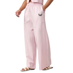 Pantalones Anchos de Pierna Ancha para Mujer, Color Rosa Rubor, Cintura Alta Elástica, Ropa Deportiva Informal, Cómodos y a la Moda - Product Image 1