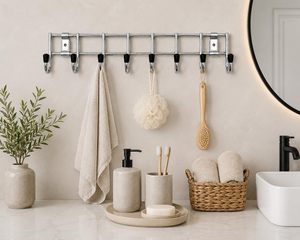 8 <b>Hook</b> Metal Clothes Rack Organizer Rust Resistant Heavy Duty Hanging Storage for Bathroom Space-Saving - Product Image 1