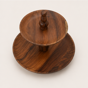 Modern 2 Tier Solid Acacia Wood Cake <b>Stand</b> Handcrafted Tiered <b>Cupcake</b> <b>Stand</b> for Wedding Parties Home Decor & Dessert Display - Product Image 5