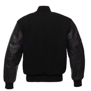 Wholesale Custom Men's PU Leather Letterman Varsity Jacket Motorcycle Riding Zippered Closure Jacket Red Jacket Leather - Product Image 4