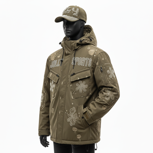 Veste Softshell Premium Coupe-Vent Respirant Polyester Tissu Vert Olive Logo Personnalisé Strass Softshell Veste pour homme - Product Image 3