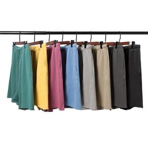 Shorts Bermuda pour homme, couleur unie gris, cordon de serrage, décontractés, taille moyenne, respirants, en coton - Product Image 4