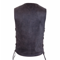 Gilet en cuir pour motard, veste sans manches classique avec design à lacets latéraux ajustables